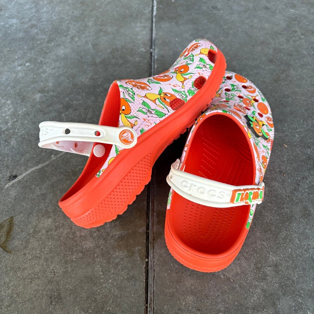 Crocs Disney 50th Anniversary Orange Bird Clogs M7 W9 White Orange Summer Travel - Picture 6 of 10
